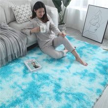 Load image into Gallery viewer, European long hair fashion bedroom carpet bay window bedside mat washable personality blanket Gradient color living room rug