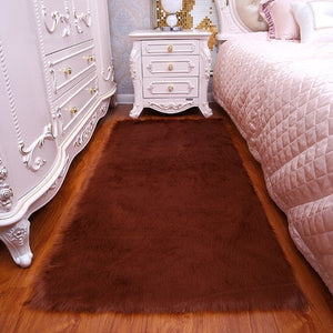 Long Hair Solid Carpet  Living Room Deco Artificial Skin Rectangle Fluffy Mat Pad Anti-Slip Chair Sofa Cover Plain Area Rugs