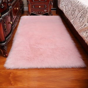 Long Hair Solid Carpet  Living Room Deco Artificial Skin Rectangle Fluffy Mat Pad Anti-Slip Chair Sofa Cover Plain Area Rugs