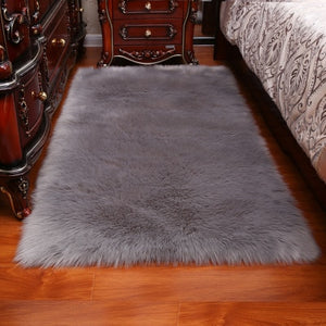 Long Hair Solid Carpet  Living Room Deco Artificial Skin Rectangle Fluffy Mat Pad Anti-Slip Chair Sofa Cover Plain Area Rugs